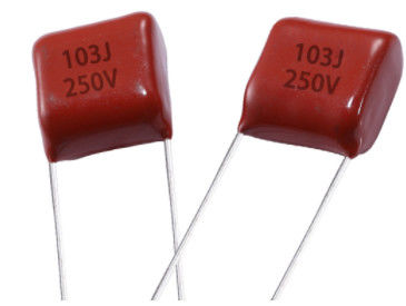 গুণ  Red 0.01 UF Metallized Polyester Film Capacitor Voltage Proof কারখানা