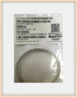 SMD 1.6mm সিরামিক মাল্টিলেয়ার ক্যাপাসিটর 1206 আবরণ 25VDC