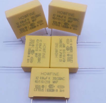 হলুদ রঙের নিরাপত্তা ক্যাপাসিটর MPX-X2 0.56UF 310V-330V P22.5MM